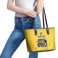 Custom Sweden Ice Hokey Go Champions Leather Tote Bag Gold Style