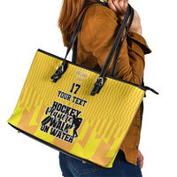 Custom Sweden Ice Hokey Go Champions Leather Tote Bag Gold Style