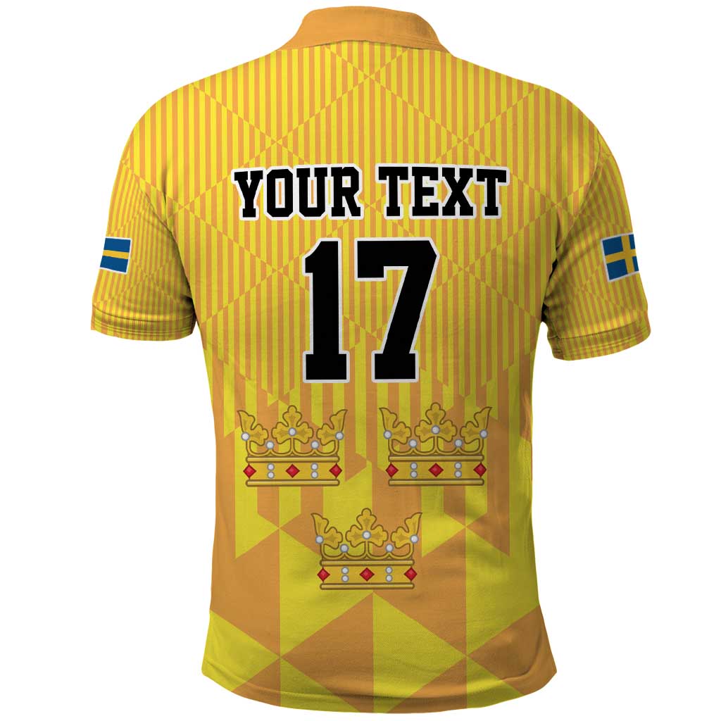 Custom Sweden Ice Hokey Go Champions Polo Shirt Gold Style