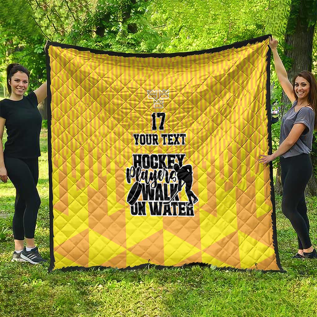 Custom Sweden Ice Hokey Go Champions Quilt Gold Style