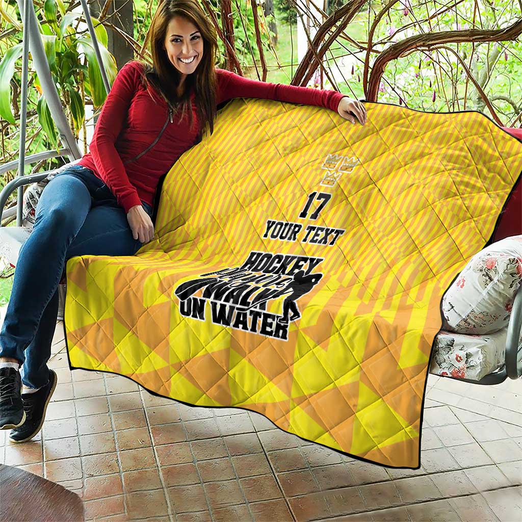 Custom Sweden Ice Hokey Go Champions Quilt Gold Style