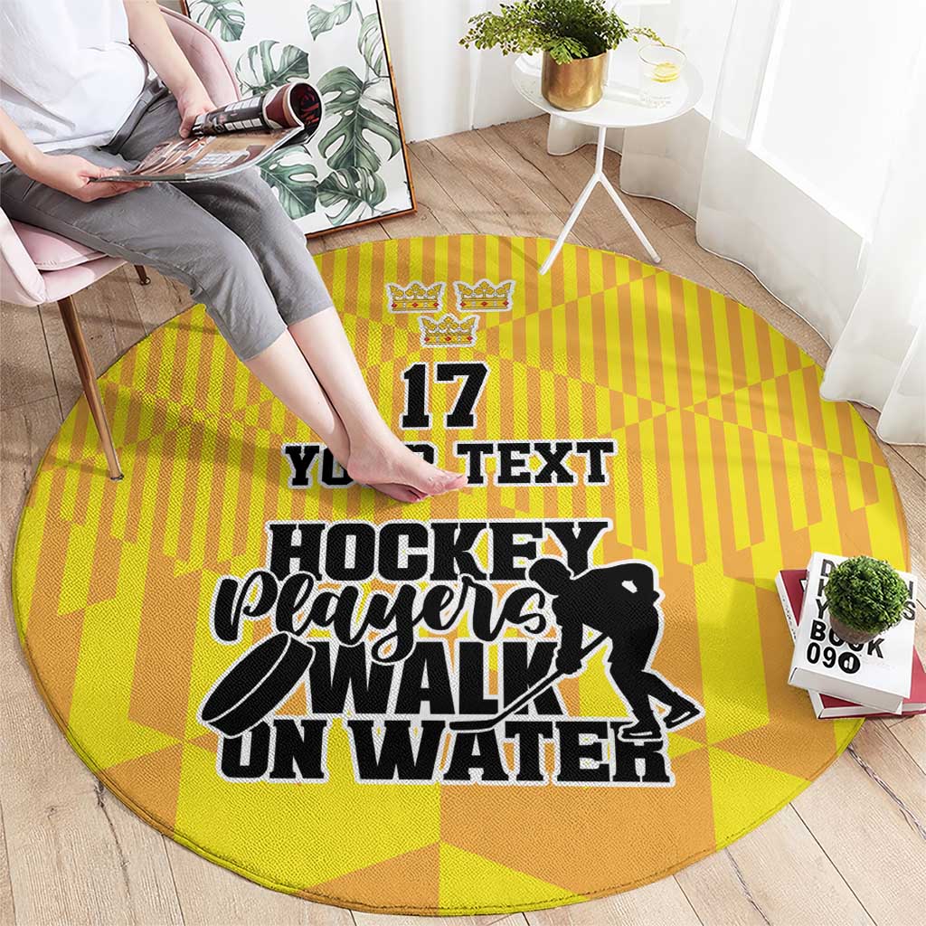 Custom Sweden Ice Hokey Go Champions Round Carpet Gold Style