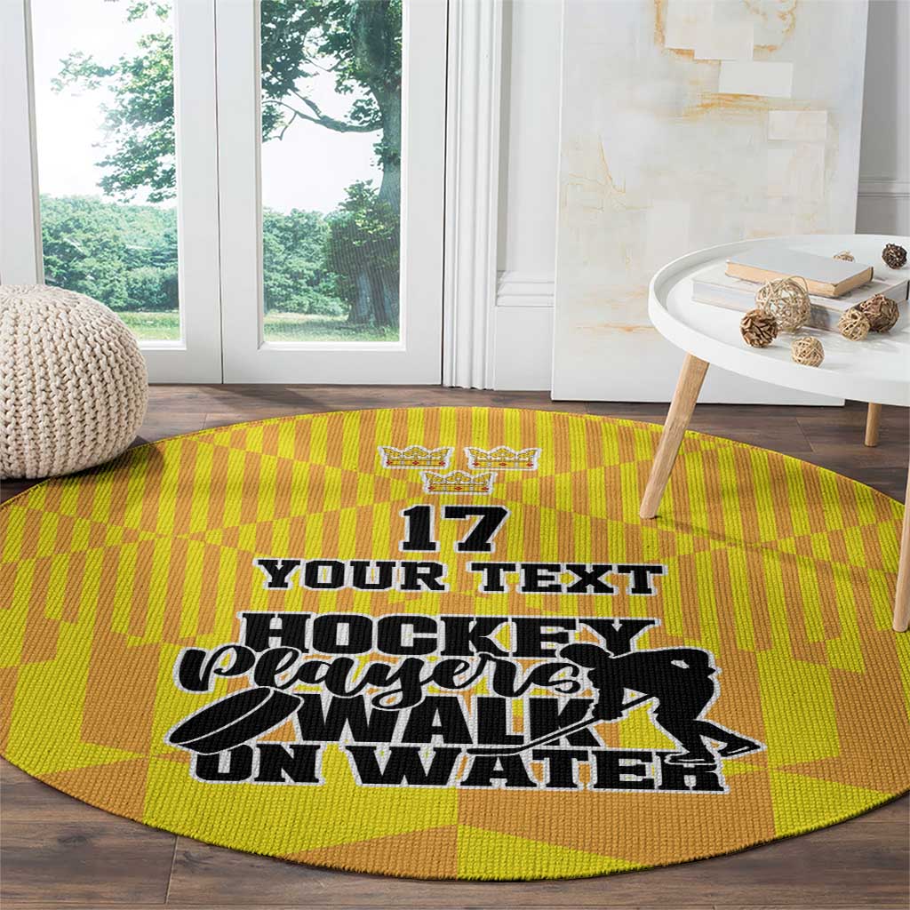 Custom Sweden Ice Hokey Go Champions Round Carpet Gold Style