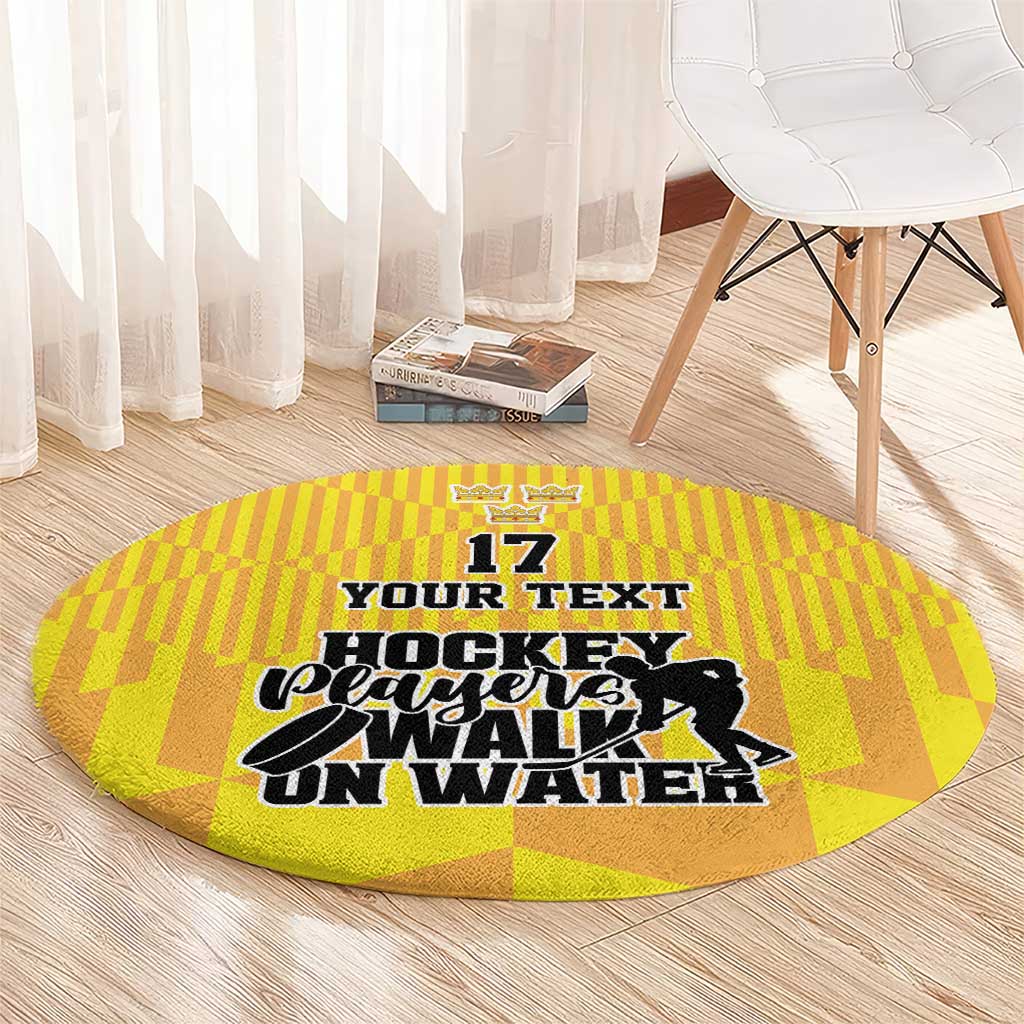 Custom Sweden Ice Hokey Go Champions Round Carpet Gold Style