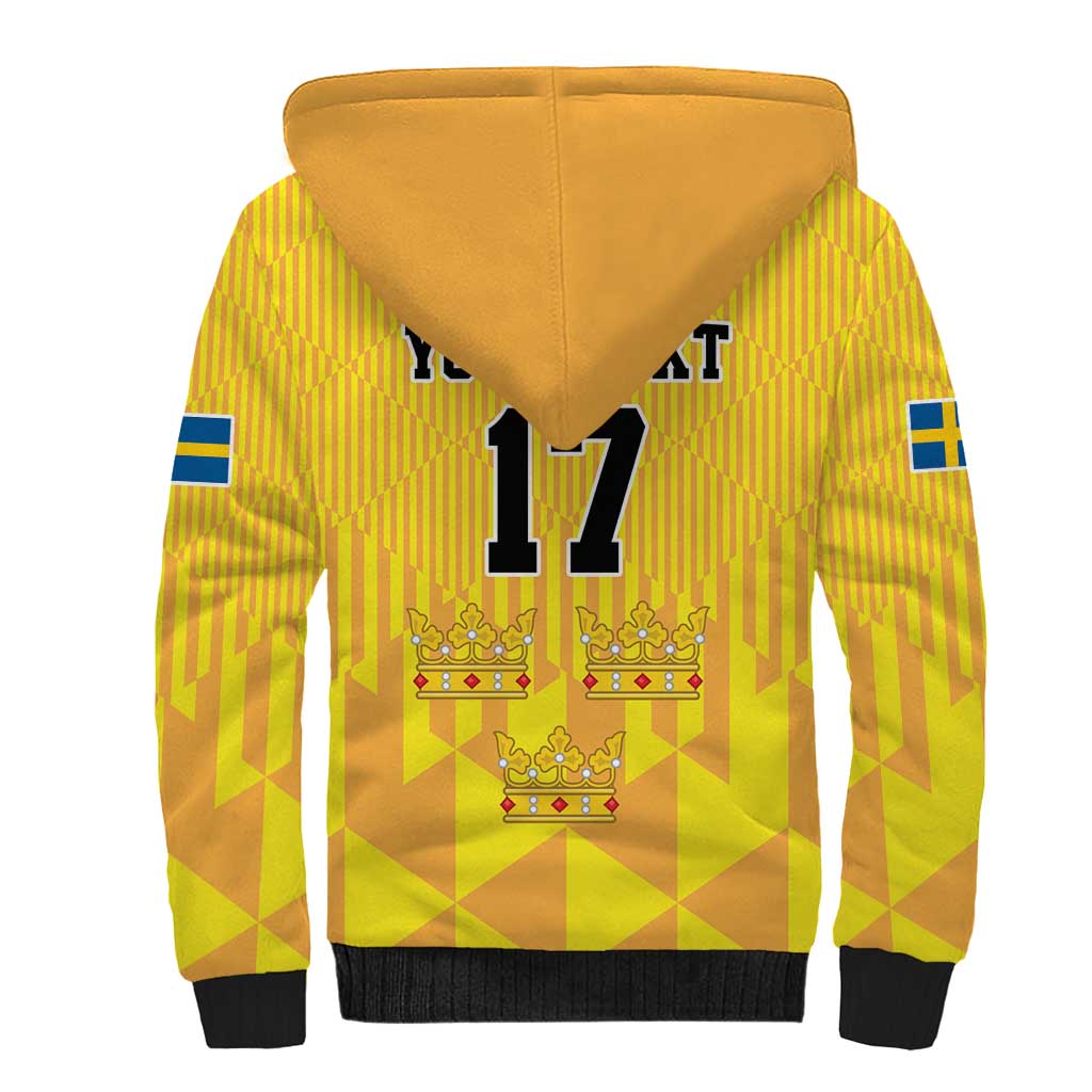Custom Sweden Ice Hokey Go Champions Sherpa Hoodie Gold Style