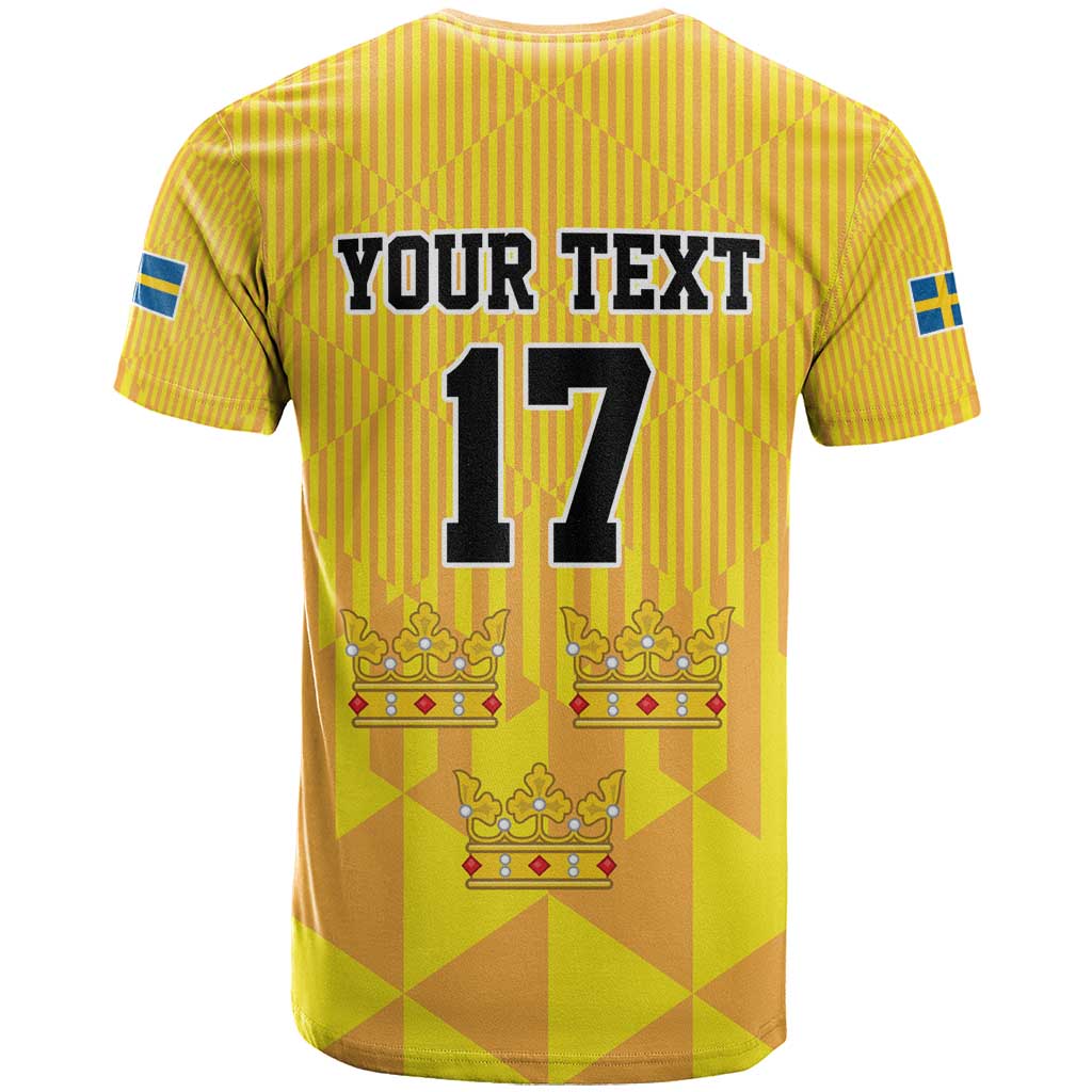 Custom Sweden Ice Hokey Go Champions T Shirt Gold Style