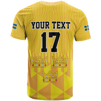 Custom Sweden Ice Hokey Go Champions T Shirt Gold Style