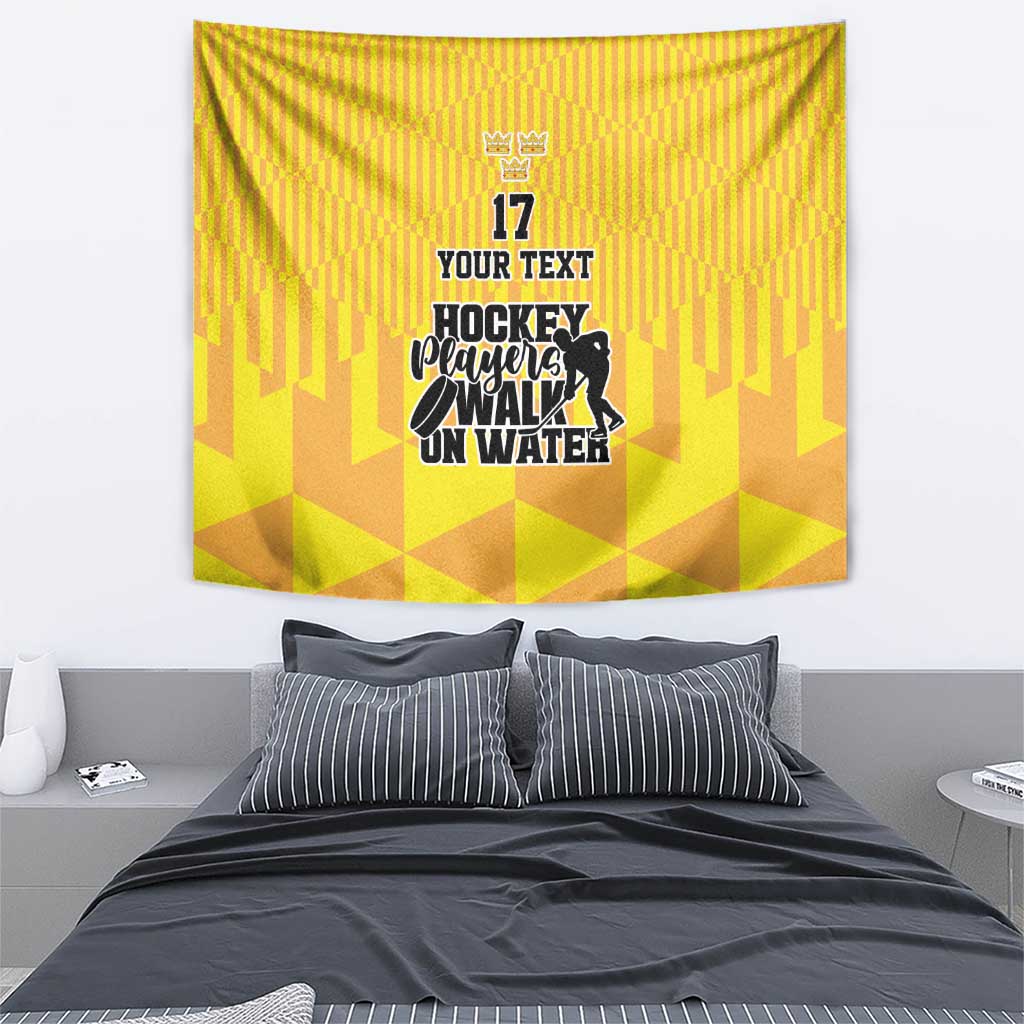 Custom Sweden Ice Hokey Go Champions Tapestry Gold Style