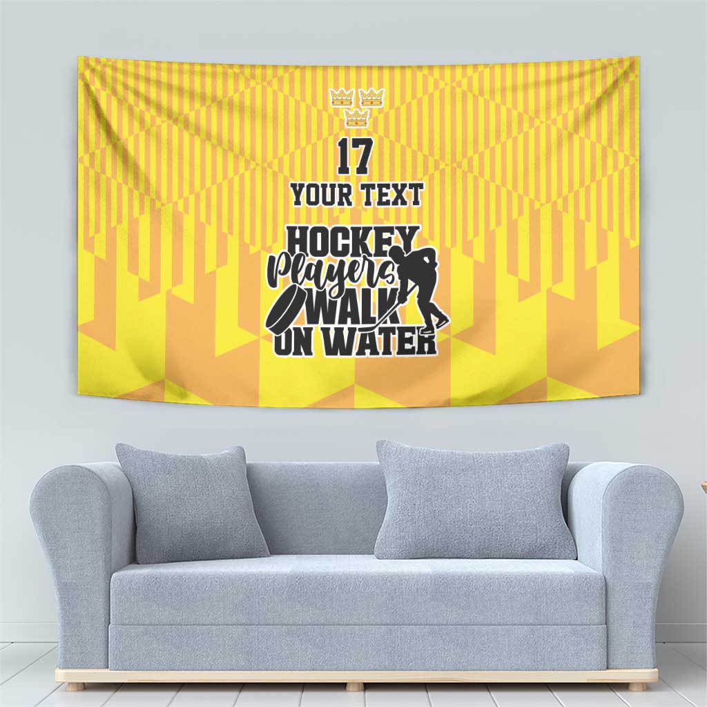 Custom Sweden Ice Hokey Go Champions Tapestry Gold Style