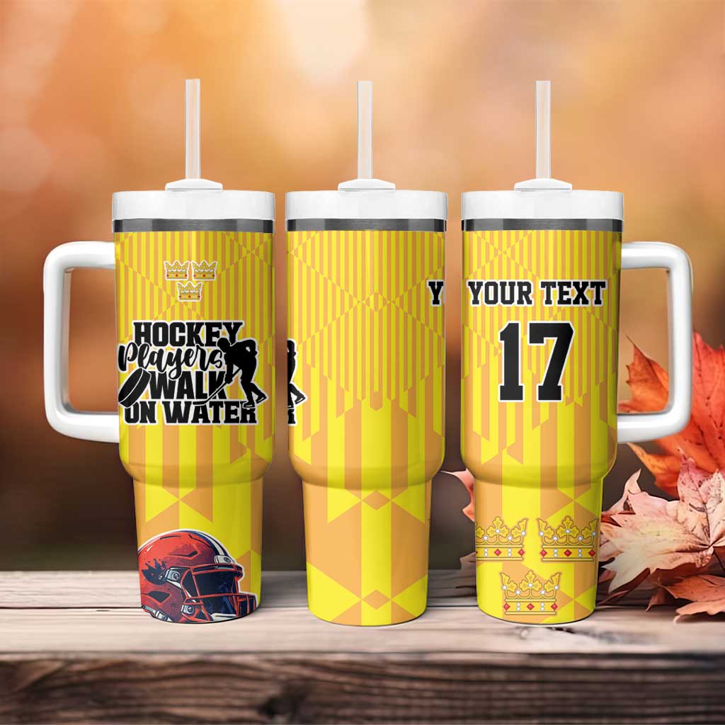 Custom Sweden Ice Hokey Go Champions Tumbler With Handle Gold Style
