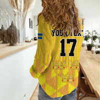 Custom Sweden Ice Hokey Go Champions Women Casual Shirt Gold Style