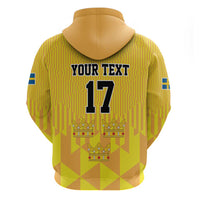 Custom Sweden Ice Hokey Go Champions Zip Hoodie Gold Style