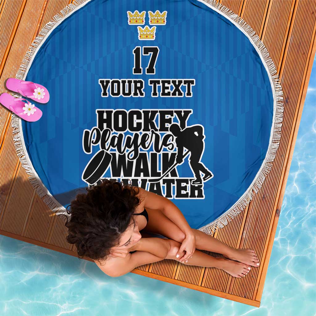 Custom Sweden Ice Hokey Go Champions Beach Blanket Blue Style