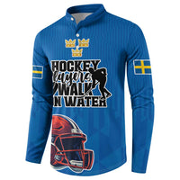 Custom Sweden Ice Hokey Go Champions Button Sweatshirt Blue Style
