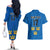 Custom Sweden Ice Hokey Go Champions Couples Matching Off The Shoulder Long Sleeve Dress and Hawaiian Shirt Blue Style