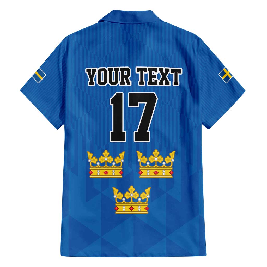 Custom Sweden Ice Hokey Go Champions Family Matching Long Sleeve Bodycon Dress and Hawaiian Shirt Blue Style