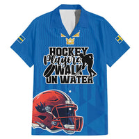 Custom Sweden Ice Hokey Go Champions Family Matching Mermaid Dress and Hawaiian Shirt Blue Style