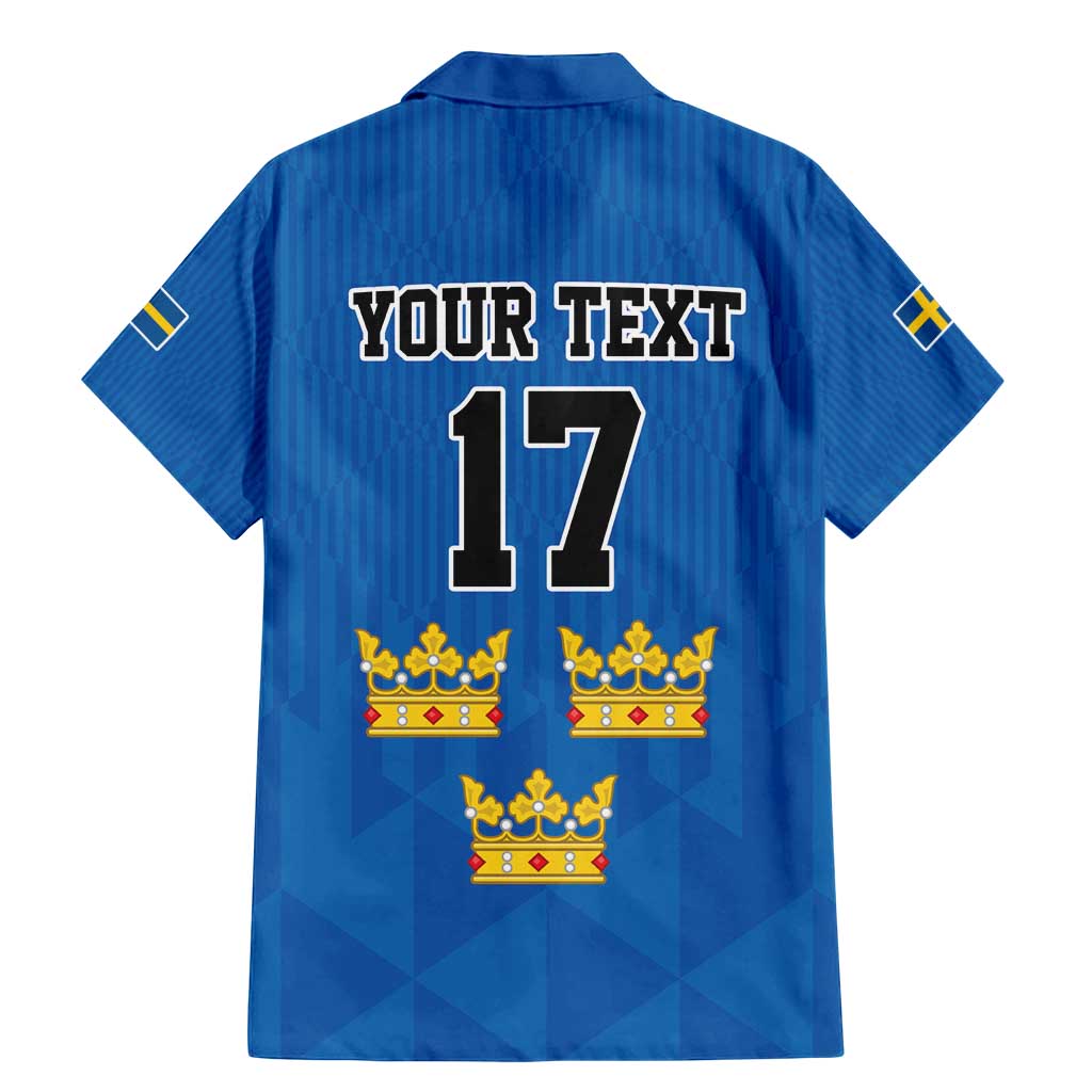 Custom Sweden Ice Hokey Go Champions Family Matching Mermaid Dress and Hawaiian Shirt Blue Style