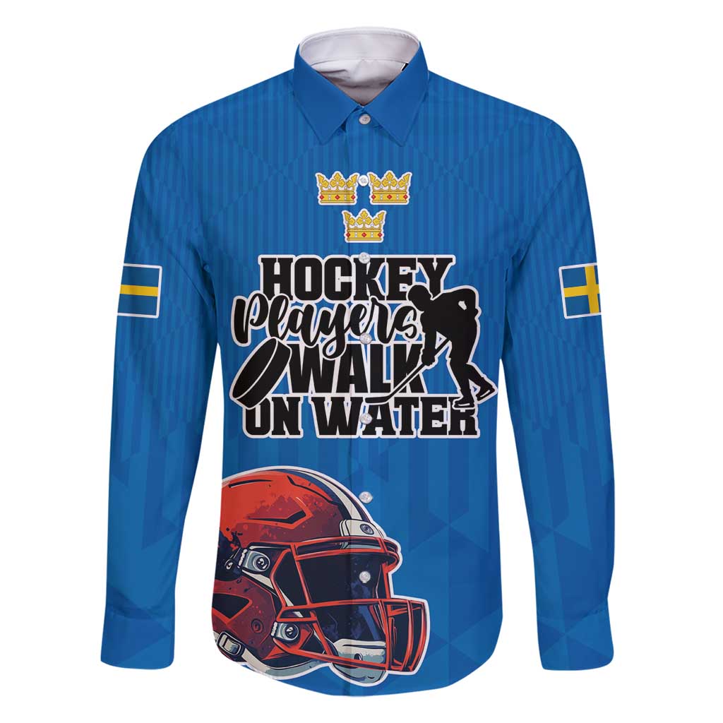 Custom Sweden Ice Hokey Go Champions Family Matching Mermaid Dress and Hawaiian Shirt Blue Style