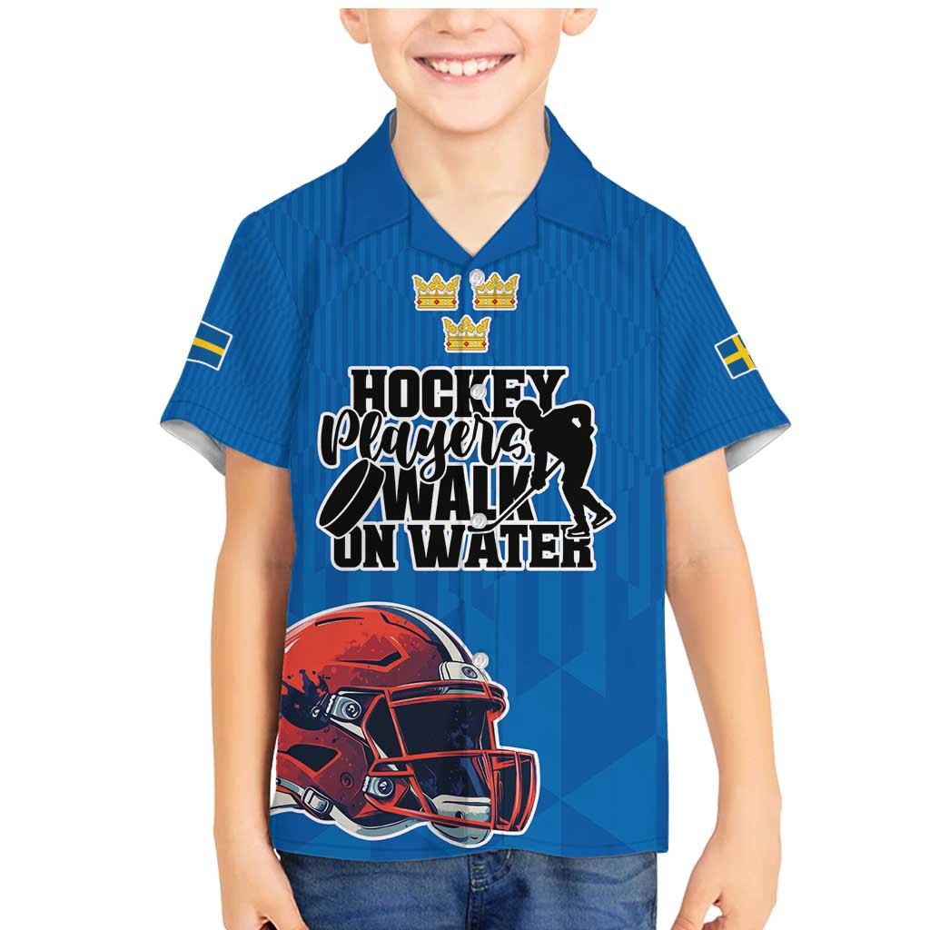 Custom Sweden Ice Hokey Go Champions Family Matching Mermaid Dress and Hawaiian Shirt Blue Style