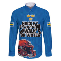 Custom Sweden Ice Hokey Go Champions Family Matching Off The Shoulder Long Sleeve Dress and Hawaiian Shirt Blue Style