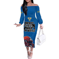 Custom Sweden Ice Hokey Go Champions Family Matching Off The Shoulder Long Sleeve Dress and Hawaiian Shirt Blue Style