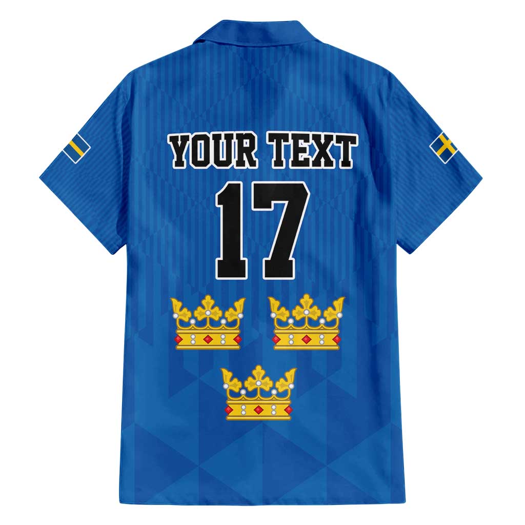 Custom Sweden Ice Hokey Go Champions Family Matching Short Sleeve Bodycon Dress and Hawaiian Shirt Blue Style