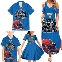 Custom Sweden Ice Hokey Go Champions Family Matching Summer Maxi Dress and Hawaiian Shirt Blue Style