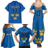 Custom Sweden Ice Hokey Go Champions Family Matching Summer Maxi Dress and Hawaiian Shirt Blue Style