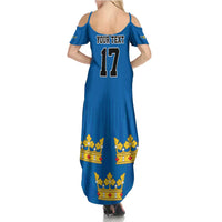 Custom Sweden Ice Hokey Go Champions Family Matching Summer Maxi Dress and Hawaiian Shirt Blue Style