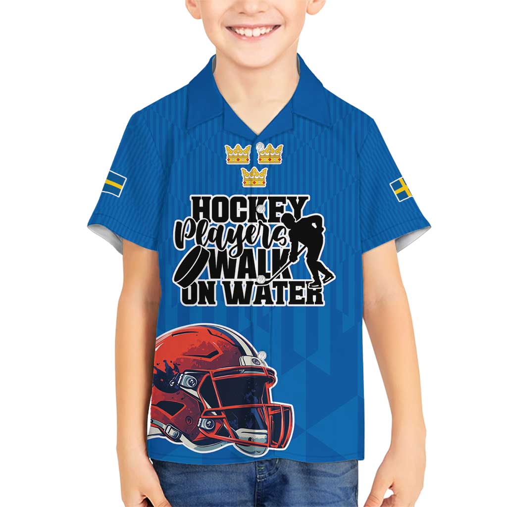 Custom Sweden Ice Hokey Go Champions Family Matching Tank Maxi Dress and Hawaiian Shirt Blue Style