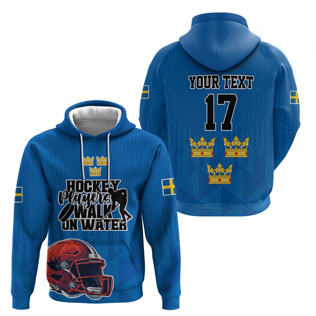 Custom Sweden Ice Hokey Go Champions Hoodie Blue Style
