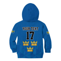 Custom Sweden Ice Hokey Go Champions Kid Hoodie Blue Style