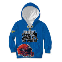 Custom Sweden Ice Hokey Go Champions Kid Hoodie Blue Style