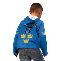Custom Sweden Ice Hokey Go Champions Kid Hoodie Blue Style