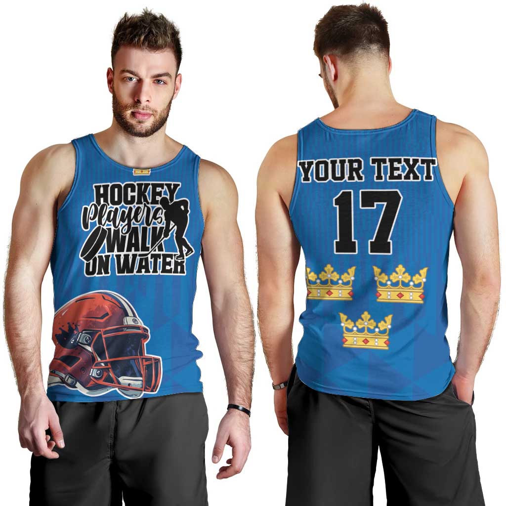 Custom Sweden Ice Hokey Go Champions Men Tank Top Blue Style