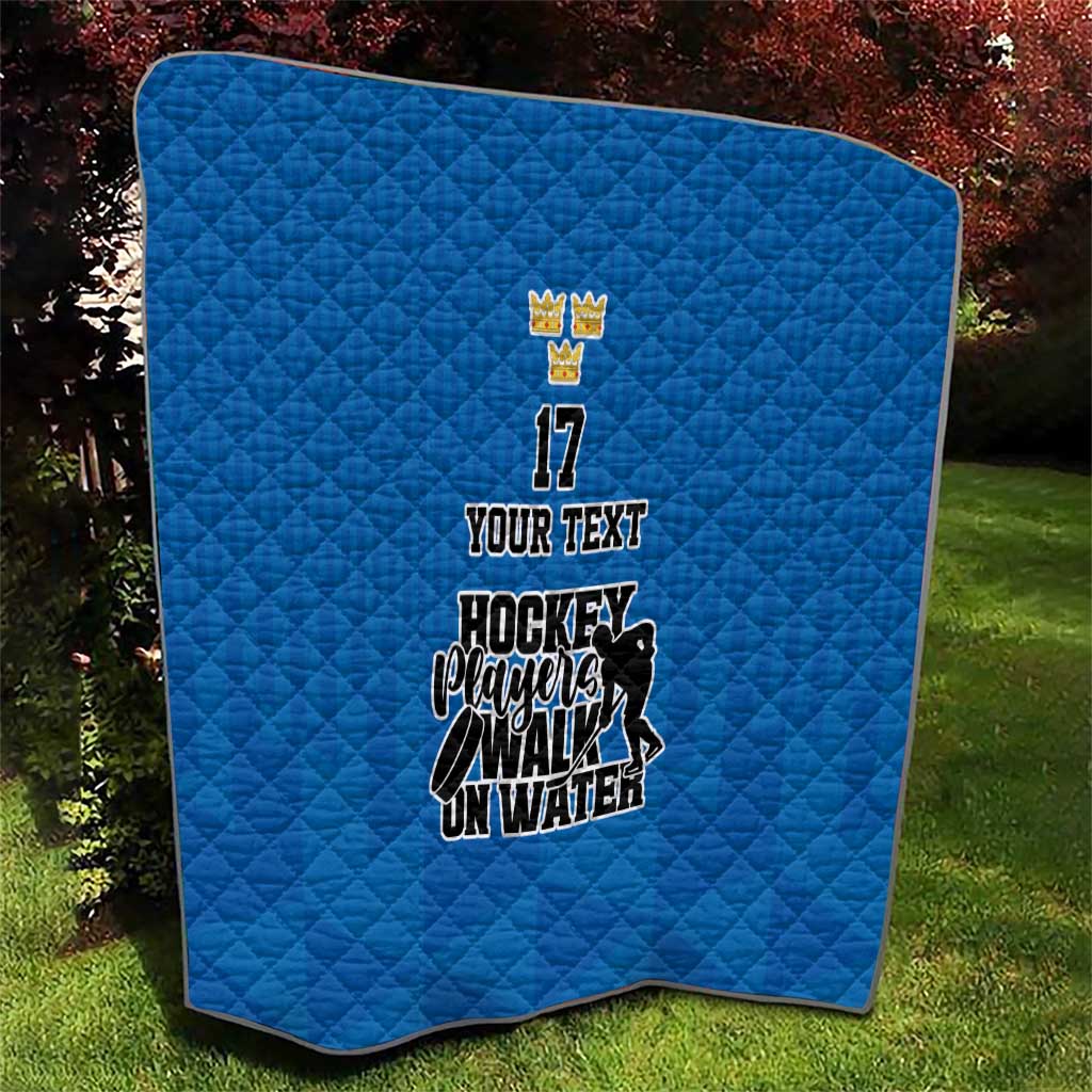 Custom Sweden Ice Hokey Go Champions Quilt Blue Style