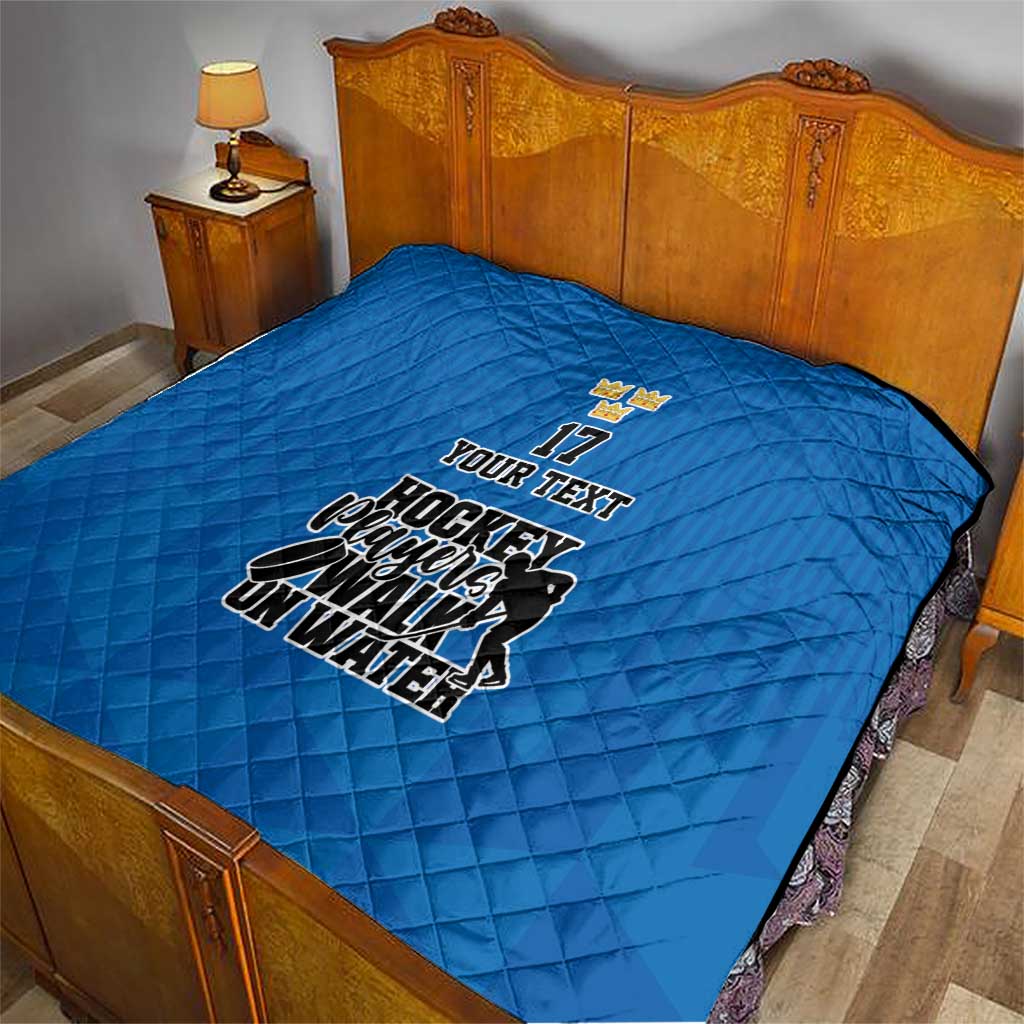 Custom Sweden Ice Hokey Go Champions Quilt Blue Style