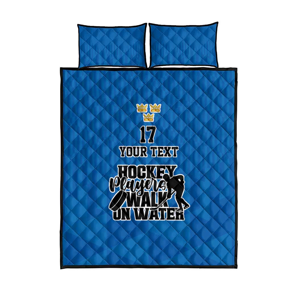 Custom Sweden Ice Hokey Go Champions Quilt Bed Set Blue Style