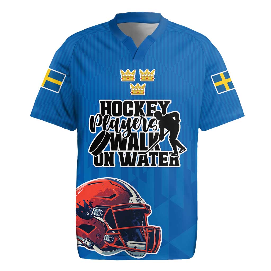Custom Sweden Ice Hokey Go Champions Rugby Jersey Blue Style