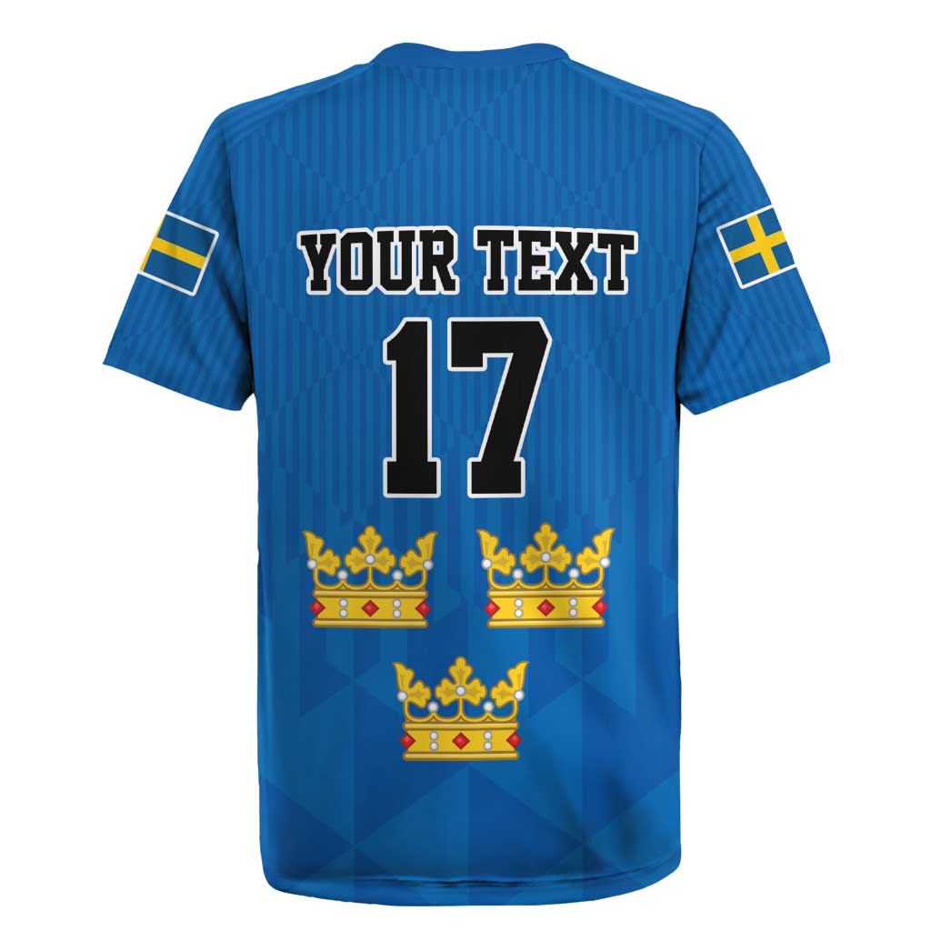 Custom Sweden Ice Hokey Go Champions Rugby Jersey Blue Style