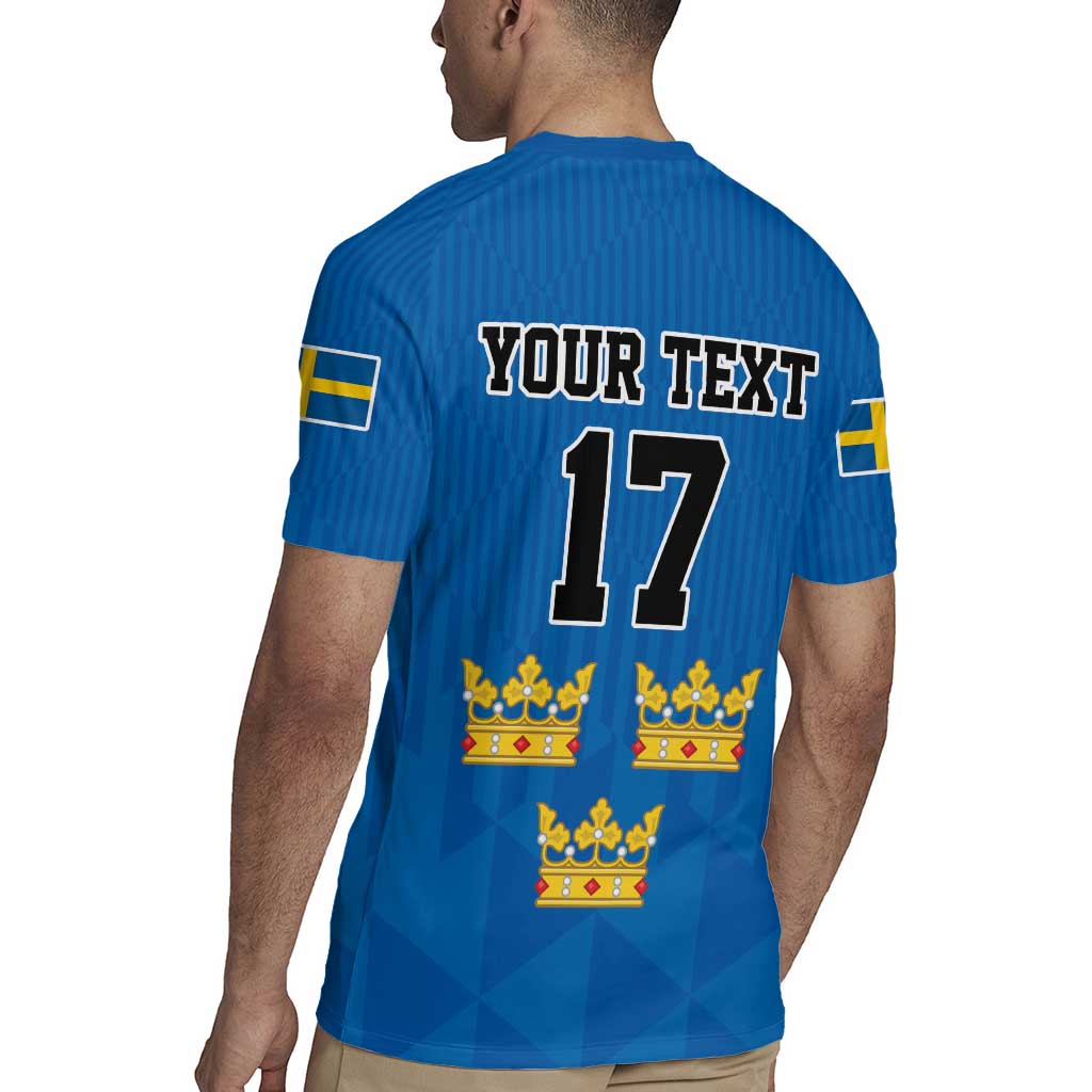 Custom Sweden Ice Hokey Go Champions Rugby Jersey Blue Style