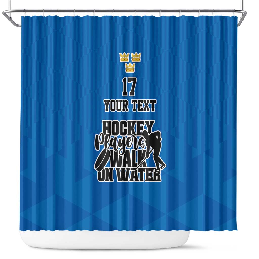 Custom Sweden Ice Hokey Go Champions Shower Curtain Blue Style