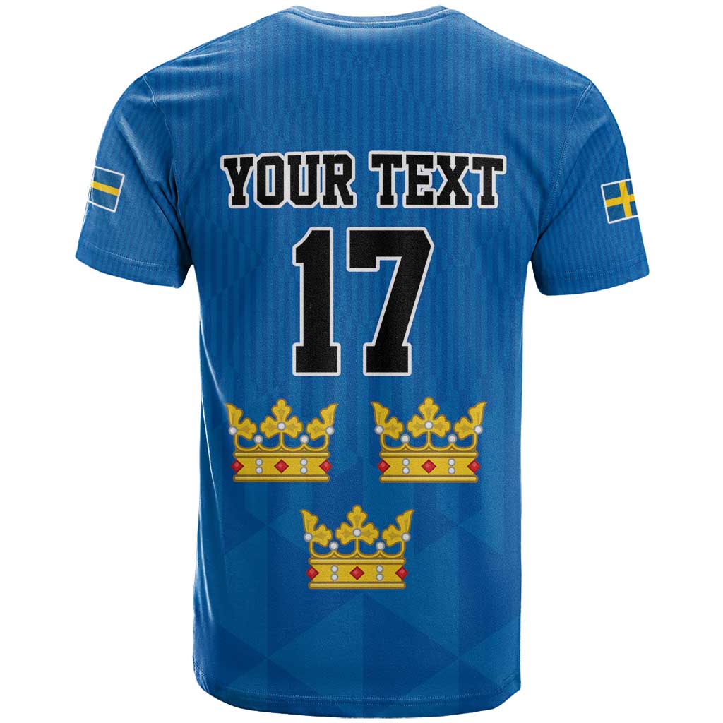 Custom Sweden Ice Hokey Go Champions T Shirt Blue Style