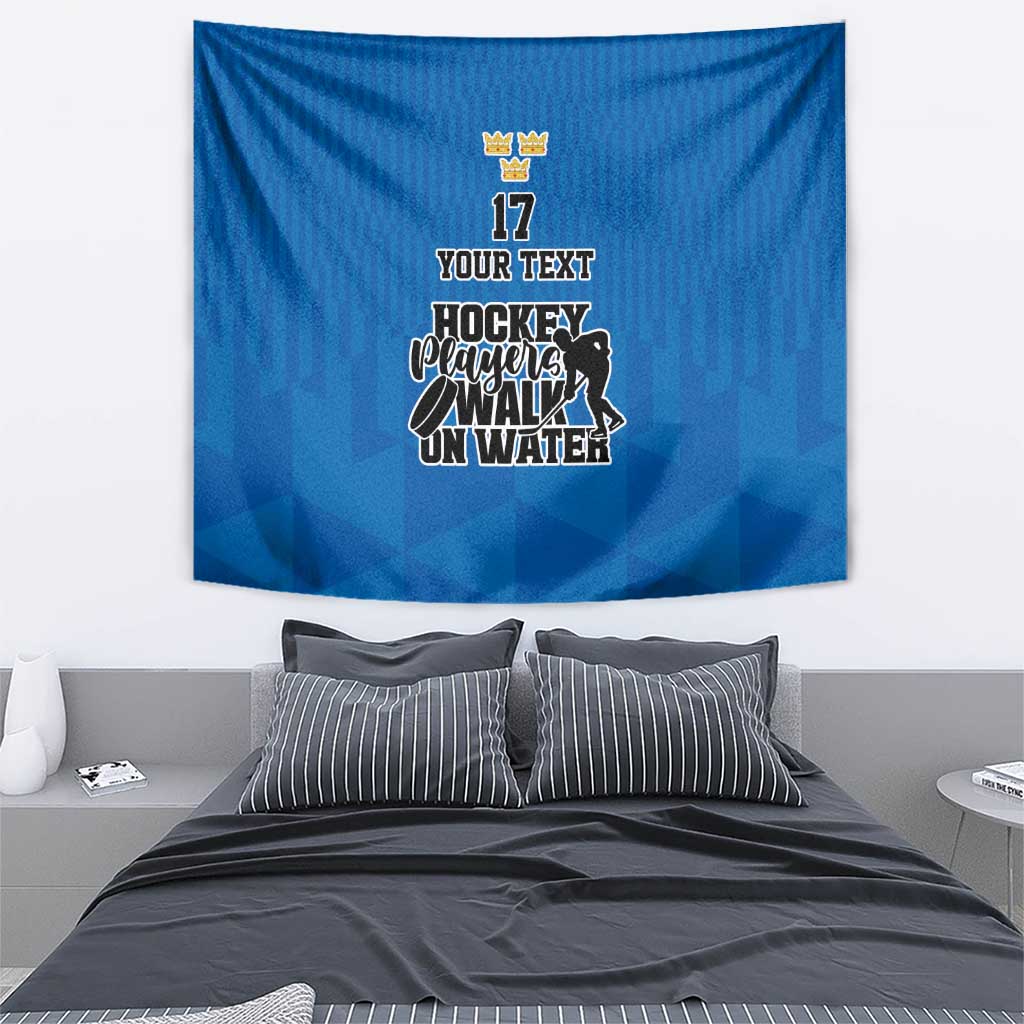 Custom Sweden Ice Hokey Go Champions Tapestry Blue Style