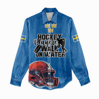 Custom Sweden Ice Hokey Go Champions Women Casual Shirt Blue Style