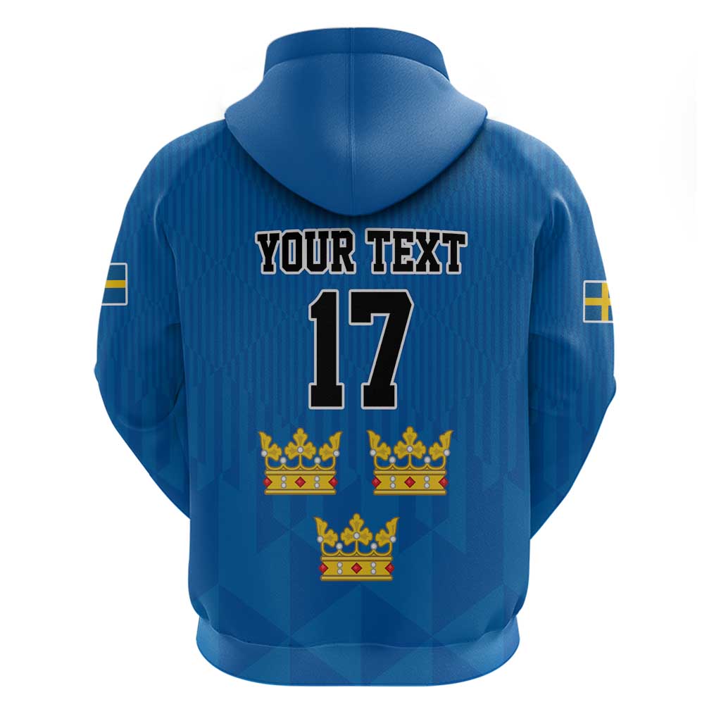Custom Sweden Ice Hokey Go Champions Zip Hoodie Blue Style
