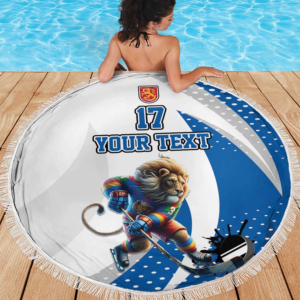 Custom Finland Ice Hockey Go Champions Beach Blanket Suomi Leijonat Sporty Style