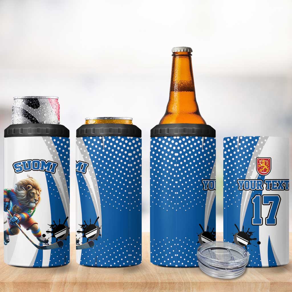 Custom Finland Ice Hockey Go Champions 4 in 1 Can Cooler Tumbler Suomi Leijonat Sporty Style