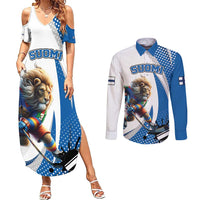 Custom Finland Ice Hockey Go Champions Couples Matching Summer Maxi Dress and Long Sleeve Button Shirt Suomi Leijonat Sporty Style
